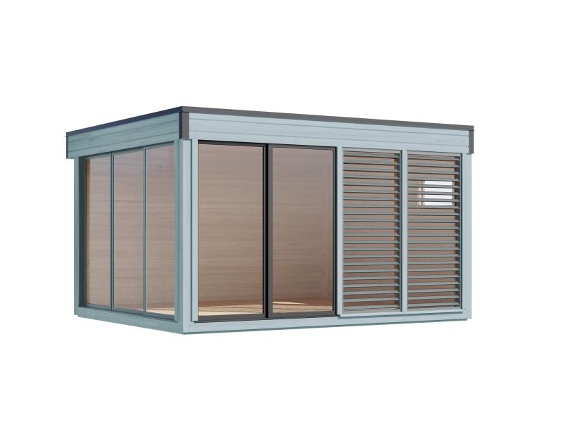 Wolff Finnhaus Pultdachhaus Finn Cube 4x3 Typ 1 ISO, Hellgrau