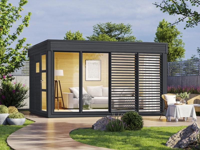 Wolff Finnhaus Pultdachhaus Finn Cube 4x3 Typ 3 ISO, Anthrazit