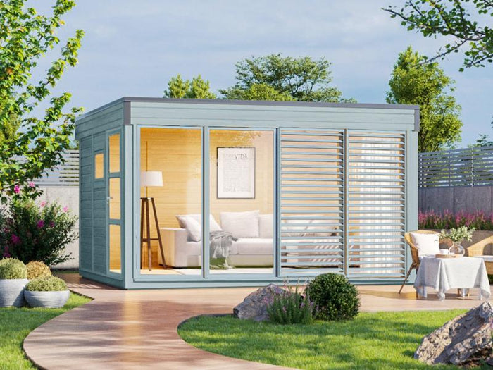 Wolff Finnhaus Pultdachhaus Finn Cube 4x3 Typ 3 ISO, Hellgrau