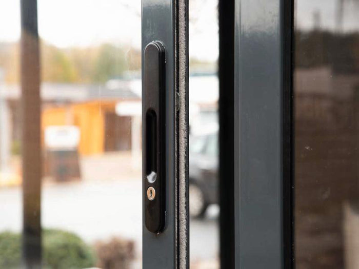 Wolff Finnhaus Pultdachhaus Studio 44-B Anthrazit mit 2 Schiebetüren