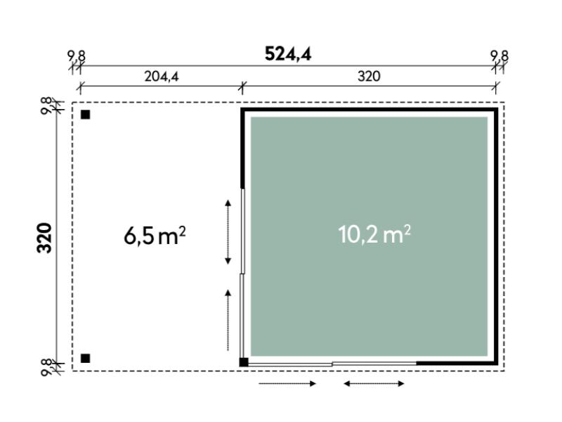 Wolff Finnhaus Pultdachhaus Studio 44-B Anthrazit mit Seitendach und 2 Schiebetüren