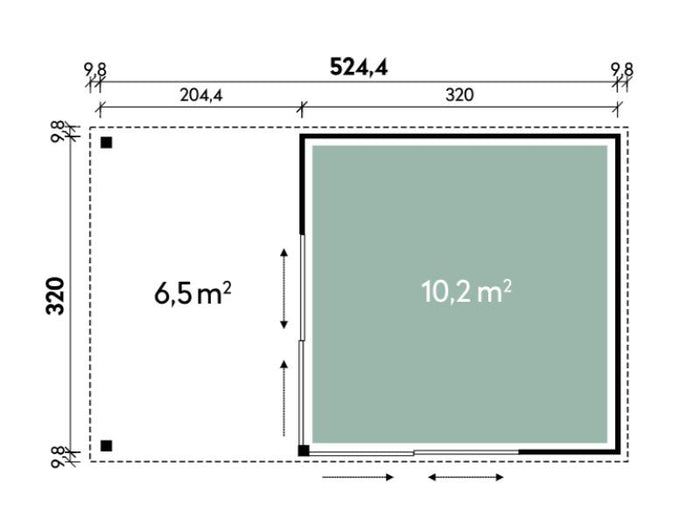 Wolff Finnhaus Pultdachhaus Studio 44-B Anthrazit mit Seitendach und 2 Schiebetüren