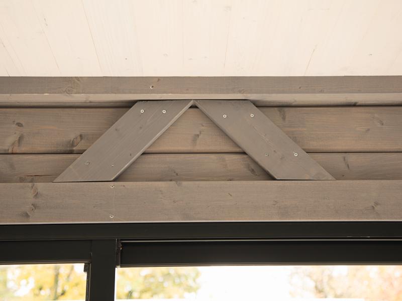 Wolff Finnhaus Pultdachhaus Studio 44-B Anthrazit mit Seitendach und 2 Schiebetüren