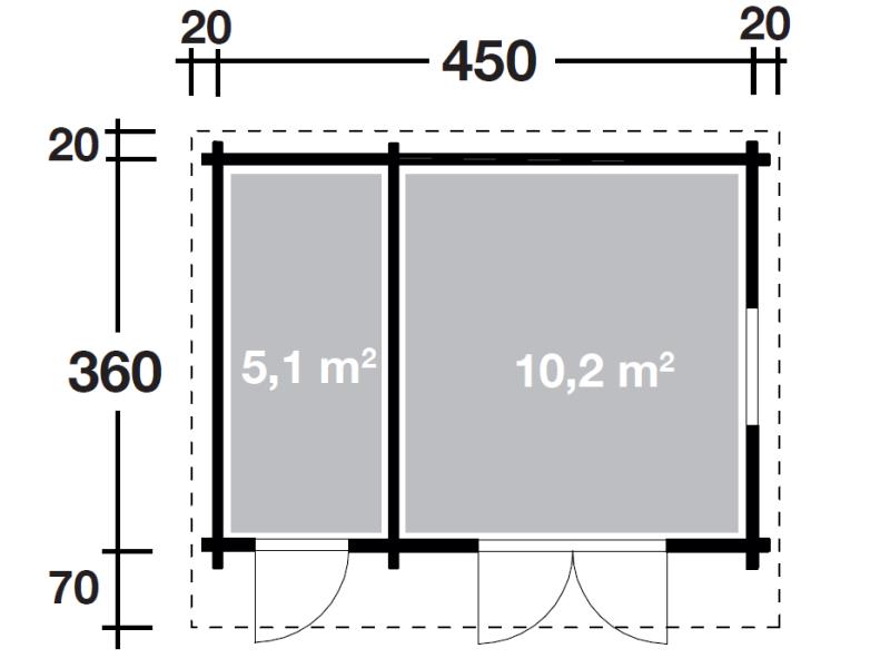 Wolff Finnhaus Pultdachhaus Trondheim 44-D 2-Raum naturbelassen