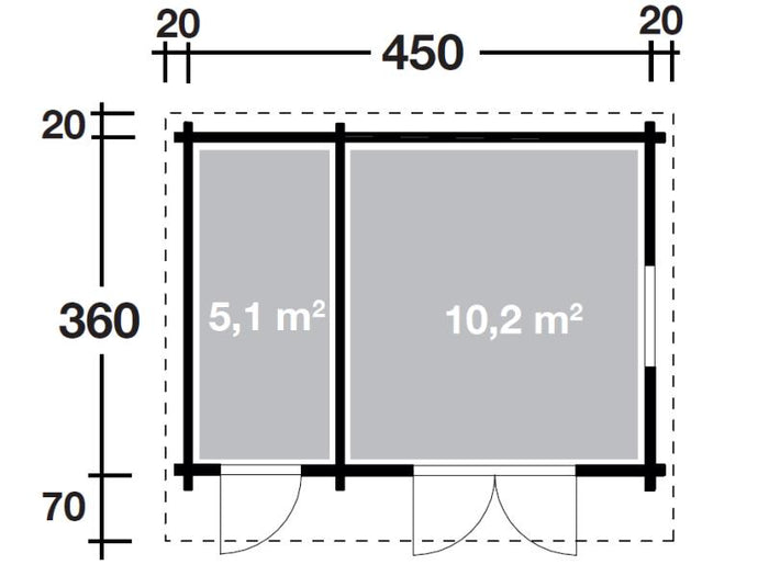 Wolff Finnhaus Pultdachhaus Trondheim 44-D 2-Raum naturbelassen