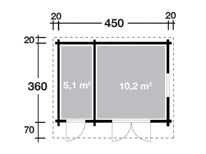 Wolff Finnhaus Pultdachhaus Trondheim 44-D XL 2-Raum naturbelassen