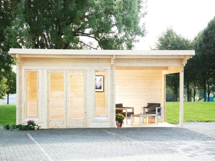 Wolff Finnhaus Pultdachhaus Trondheim 70-A XL mit Lounge links