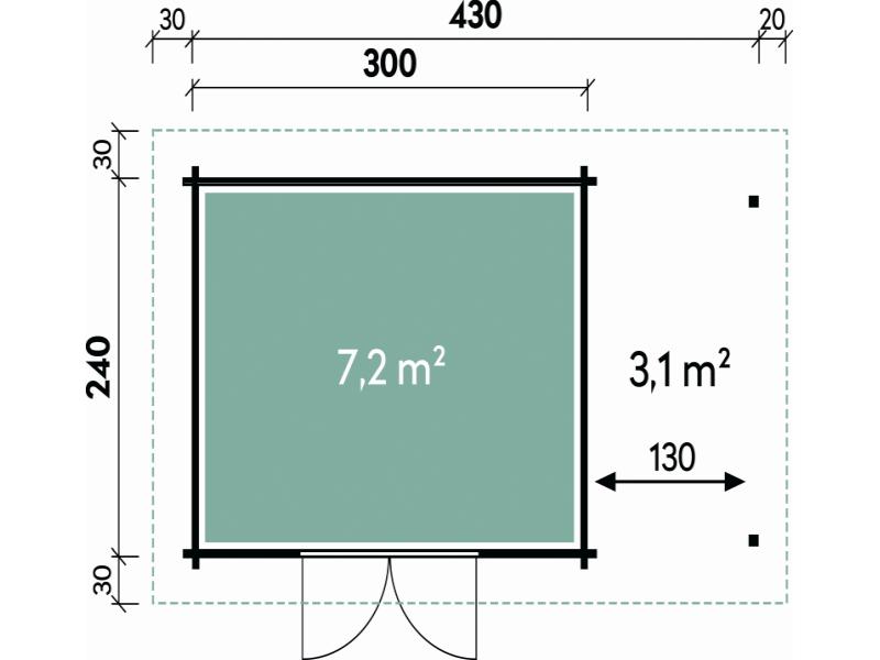 Wolff Finnhaus Pulti 34-B Typ 1 mit SD A und Vollholz-Tür naturbelassen