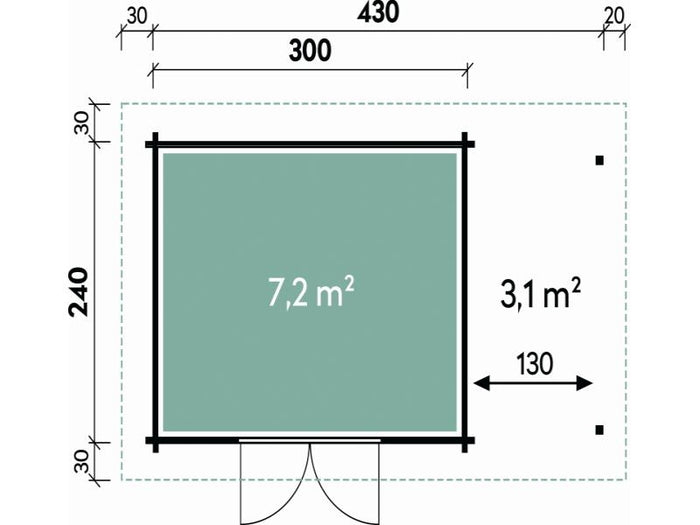 Wolff Finnhaus Pulti 34-B Typ 1 mit SD A und Vollholz-Tür naturbelassen