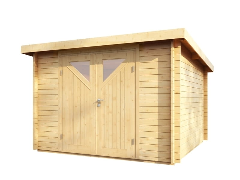 Wolff Finnhaus Pulti 34-B Typ 4 mit Dreieckglas-Tür naturbelassen