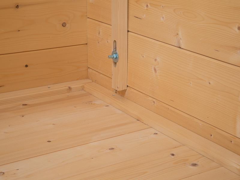 Wolff Finnhaus Pulti 34-B Typ 4 mit SD A und Dreieckglas-Tür naturbelassen