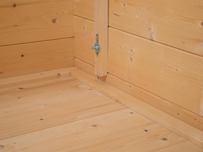 Wolff Finnhaus Pulti 34-B Typ 4 mit SD A und Dreieckglas-Tür naturbelassen