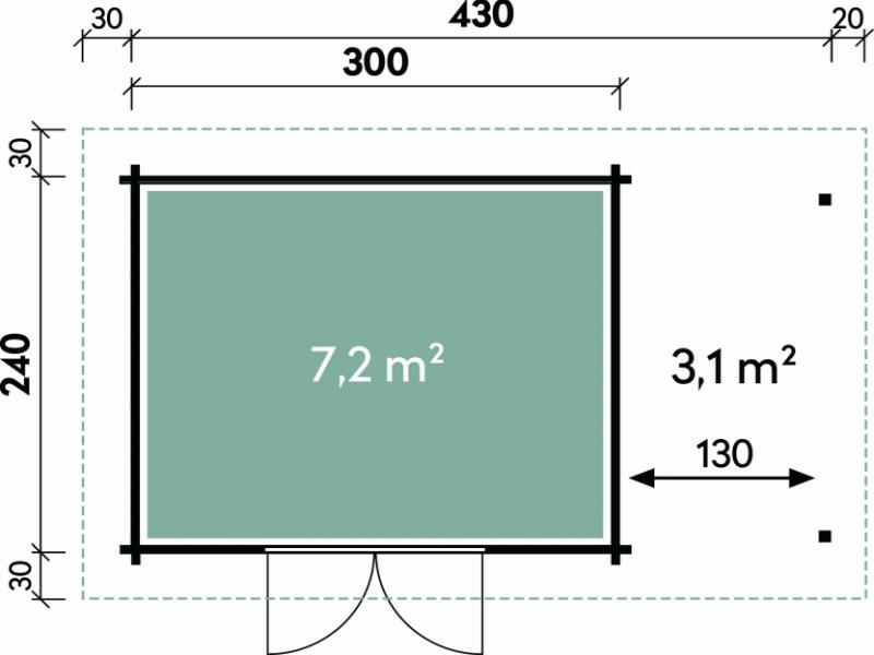 Wolff Finnhaus Pulti 34-B Typ 4 mit SD A und Dreieckglas-Tür naturbelassen
