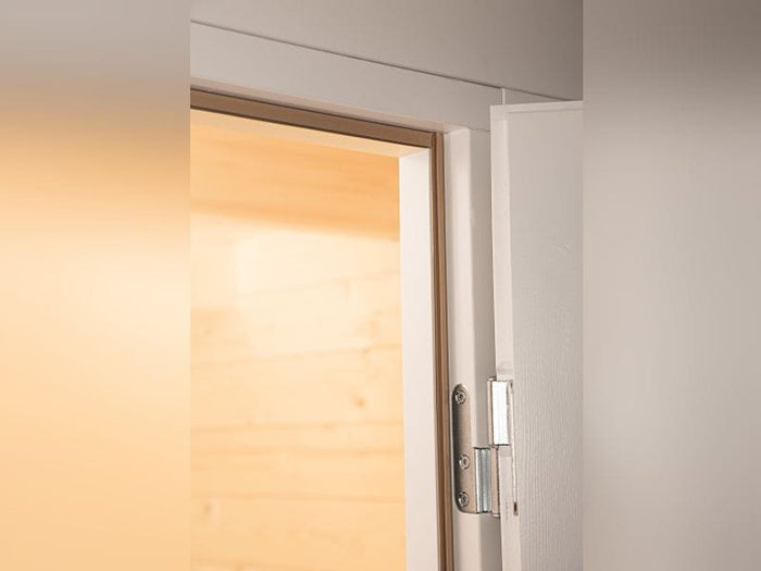 Wolff Finnhaus Pulti 34-B Typ 4 mit SD A und Dreieckglas-Tür naturbelassen