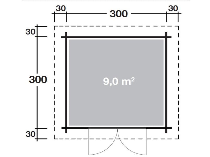 Wolff Finnhaus Pulti 34-C Typ 1 mit Vollholz-Tür naturbelassen