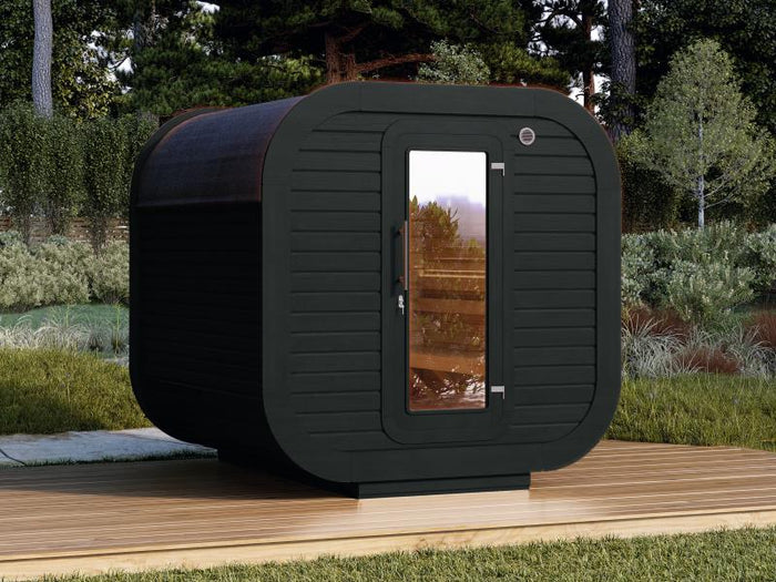 Wolff Finnhaus Sauna Luago 2x2 montiert Typ 1 Art 1, anthrazit, inkl. Dacheindeckung