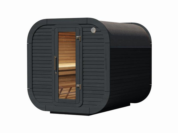 Wolff Finnhaus Sauna Luago 2x2 montiert Typ 1 Art 1, anthrazit, inkl. Dacheindeckung