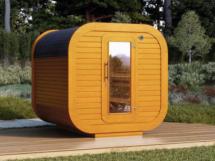 Wolff Finnhaus Sauna Luago 2x2 montiert Typ 1 Art 1, kiefer, inkl. Dacheindeckung