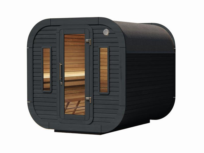 Wolff Finnhaus Sauna Luago 2x2 montiert Typ 2 Art 1, anthrazit, inkl. Dacheindeckung und Fenster