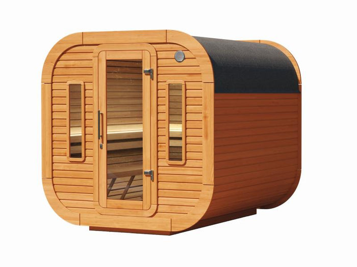 Wolff Finnhaus Sauna Luago 2x2 montiert Typ 2 Art 2, Kiefer, inkl. Dacheindeckung und Fenster