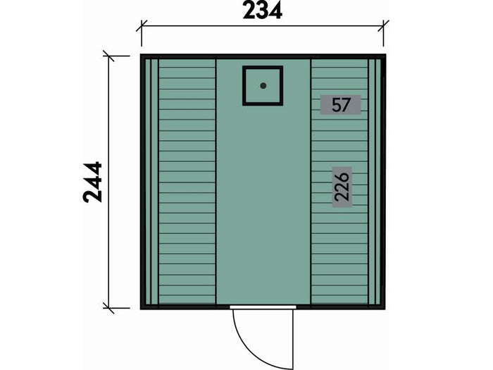 Wolff Finnhaus Sauna Luago 2x2 montiert Typ 3 Art 1, Kiefer, inkl. Dacheindeckung und Vollglasfront