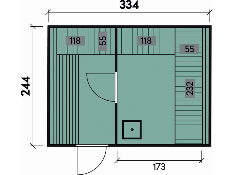 Wolff Finnhaus Sauna Luago 3x2 montiert Typ 3 Art 1, natur, inkl. Dacheindeckung, Vollglasfront und