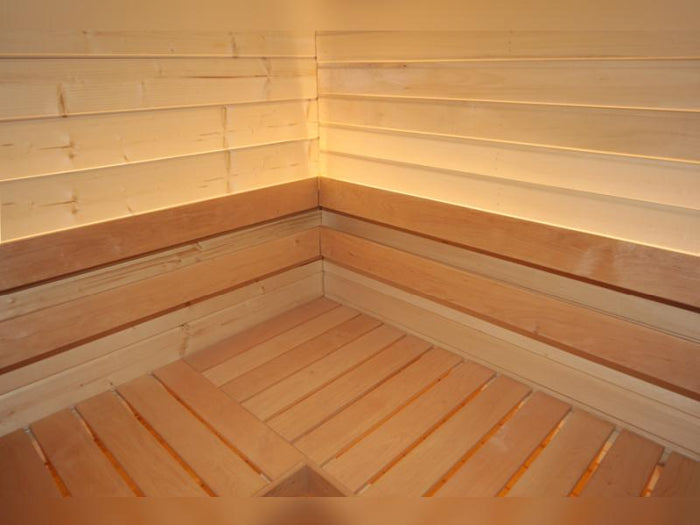 Wolff Finnhaus Sauna Luago 3x2 montiert Typ 3 Art 1, anthrazit, inkl. Dacheindeckung, Vollglasfront