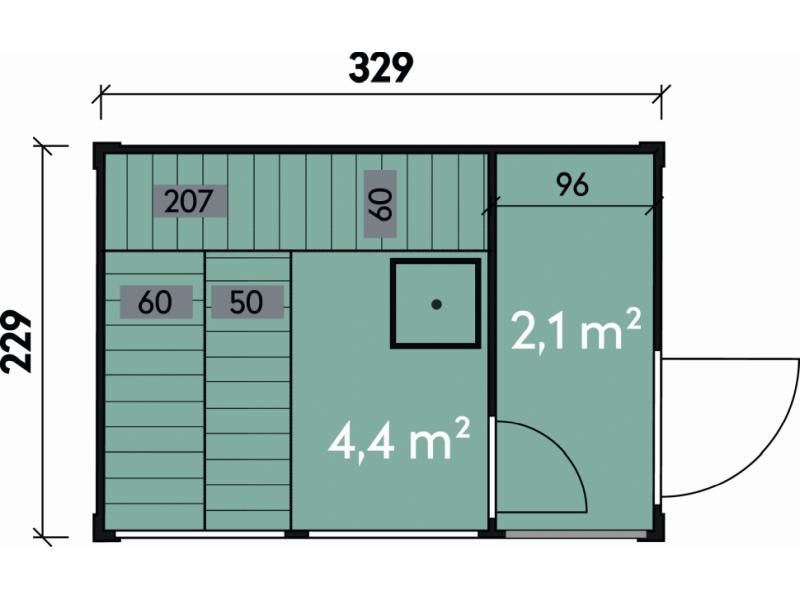 Wolff Finnhaus Sauna Paradiso 3x2 2-Raum, anthrazit