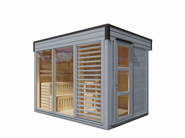Wolff Finnhaus Sauna Paradiso 3x2 2-Raum, hellgrau