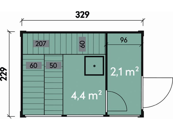 Wolff Finnhaus Sauna Paradiso 3x2 2-Raum, hellgrau