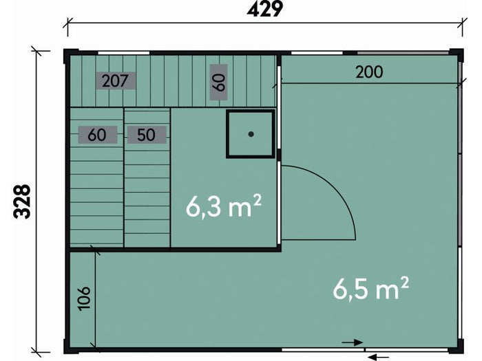 Wolff Finnhaus Sauna Paradiso 4x3 (2-Raum), hellgrau