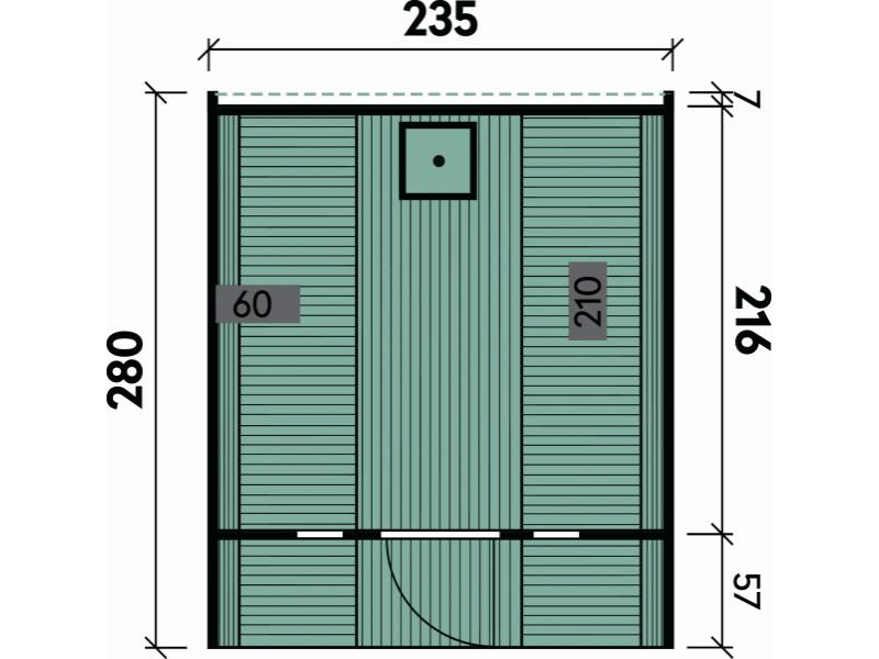 Wolff Finnhaus Saunafass 280 de luxe montiert DS schwarz Anstrich Walnuss