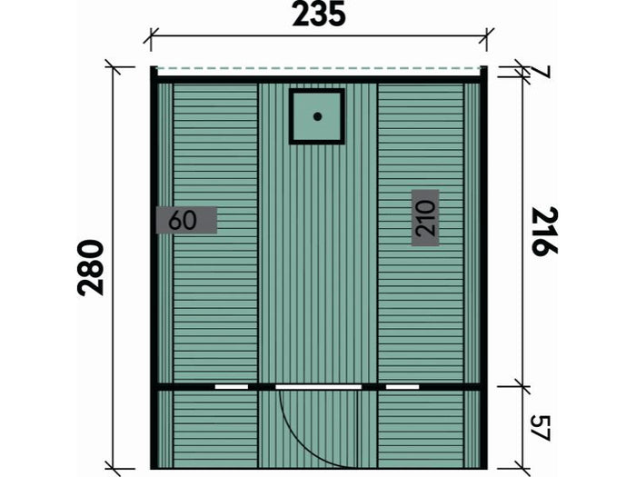 Wolff Finnhaus Saunafass 280 de luxe montiert DS schwarz Anstrich Walnuss