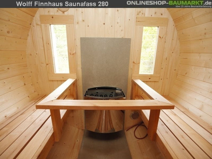 Wolff Finnhaus Saunafass 280 de luxe Thermoholz Bausatz DS schwarz