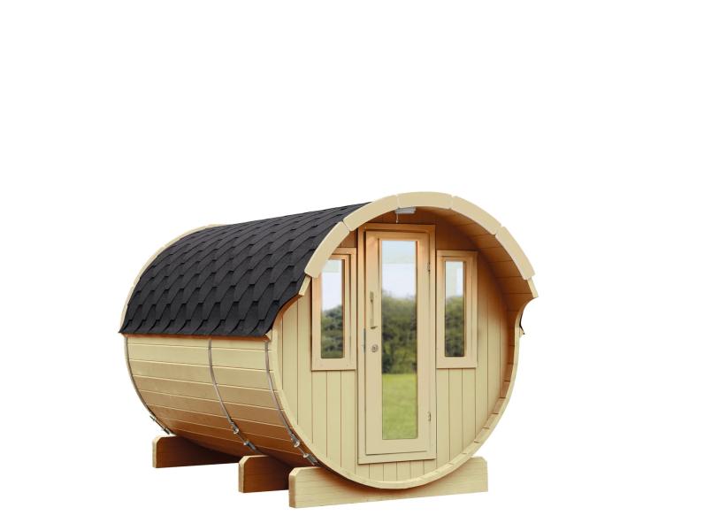 Wolff Finnhaus Saunafass 330 2-Räume DS schwarz