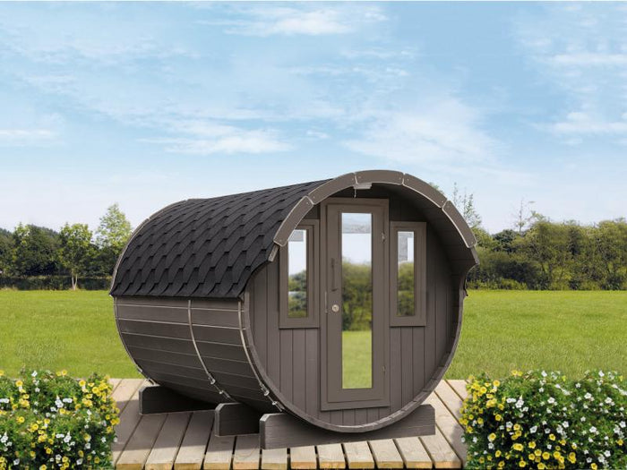 Wolff Finnhaus Saunafass 330 2 Räume DS schwarz, Hellgrau