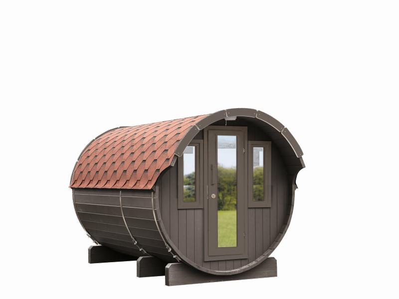 Wolff Finnhaus Saunafass 330 2 Räume DS schwarz, Hellgrau