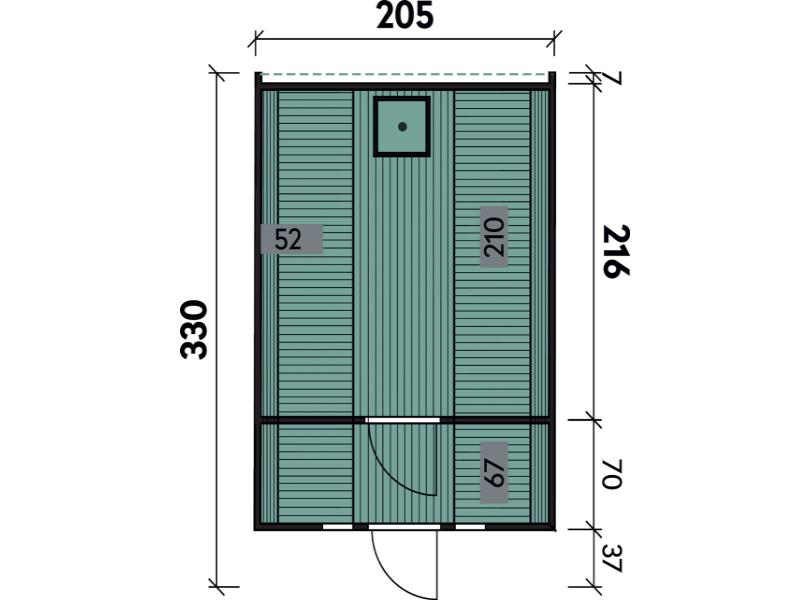 Wolff Finnhaus Saunafass 330 2 Räume DS schwarz, Hellgrau