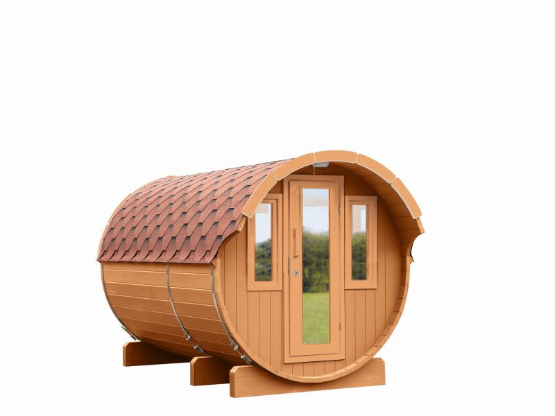 Wolff Finnhaus Saunafass 330 2-Räume DS schwarz, Kiefer montiert