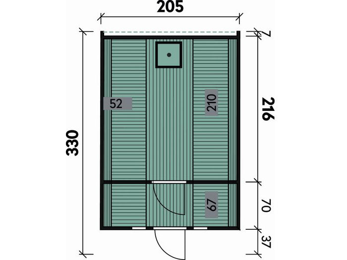 Wolff Finnhaus Saunafass 330 2-Raum montiert