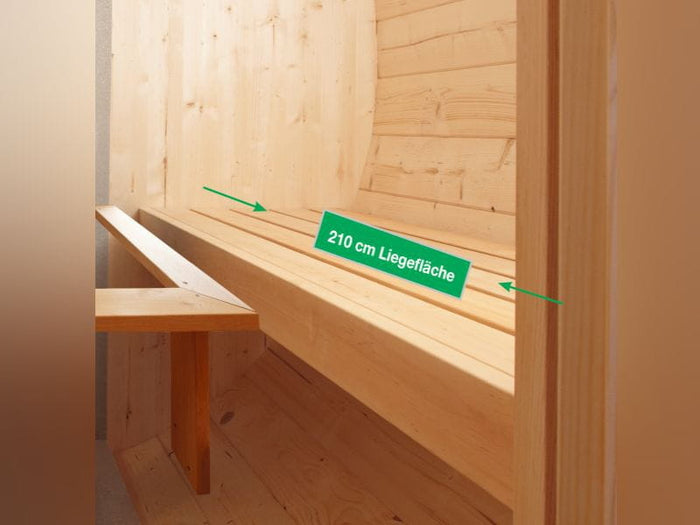 Wolff Finnhaus Saunafass 330 de luxe montiert DS schwarz Anstrich Kiefer