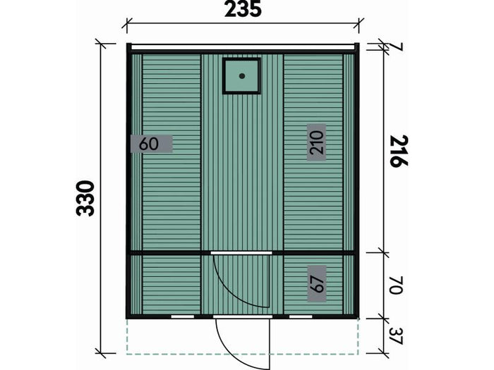 Wolff Finnhaus Saunafass 330 de luxe montiert DS schwarz Anstrich Walnuss