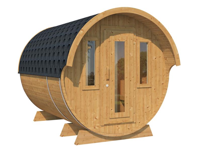 Wolff Finnhaus Saunafass 330 de luxe Thermoholz Bausatz DS schwarz