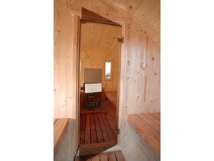 Wolff Finnhaus Saunafass 330 de luxe Thermoholz montiert DS schwarz