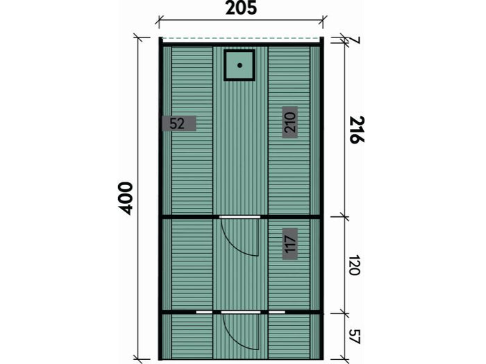 Wolff Finnhaus Saunafass 400 2-Raum montiert DS schwarz, Kiefer