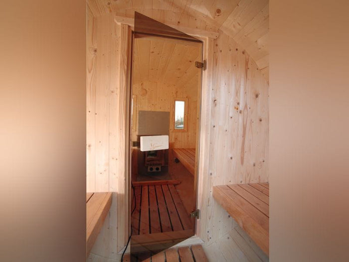 Wolff Finnhaus Saunafass 400 2-Raum montiert DS schwarz, Kiefer