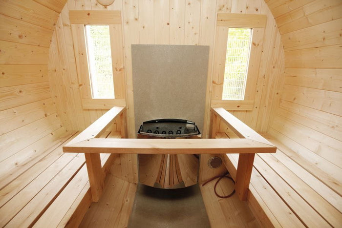 Wolff Finnhaus Saunafass 400 2-Raum montiert DS schwarz, Kiefer