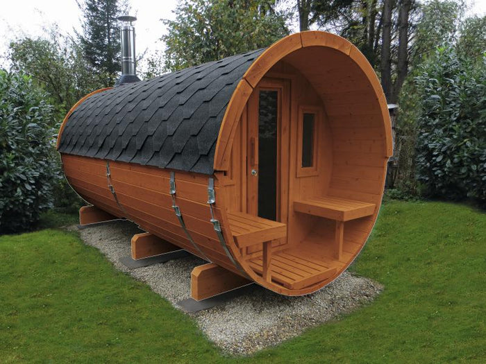 Wolff Finnhaus Saunafass 400 2-Raum montiert DS schwarz, Walnuss