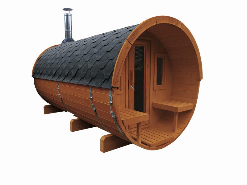 Wolff Finnhaus Saunafass 400 2-Raum montiert DS schwarz, Walnuss