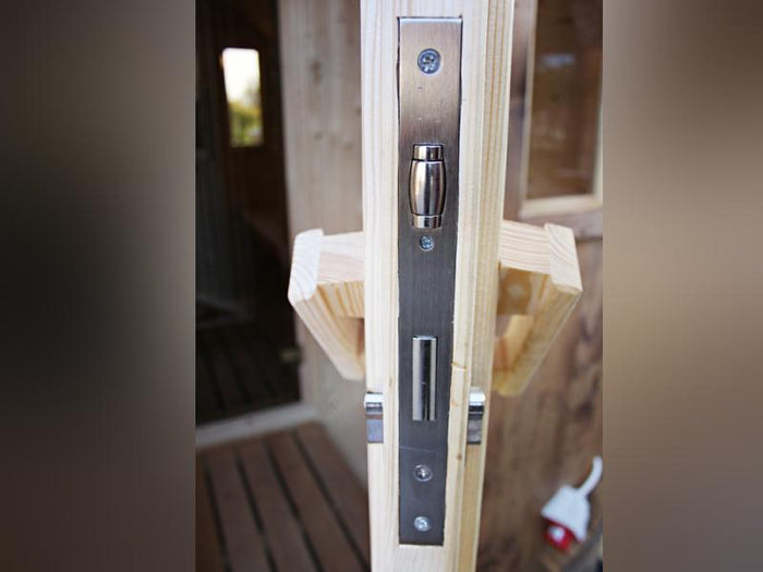 Wolff Finnhaus Saunafass 400 2-Raum montiert